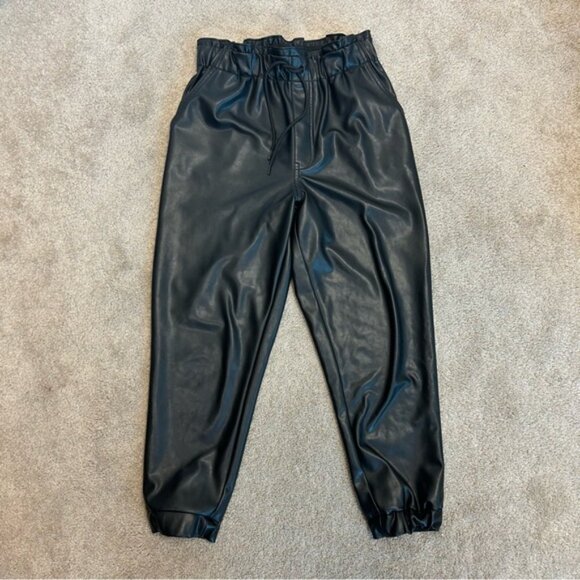 Black Faux Leather Jogger Pants - Picture 4 of 13